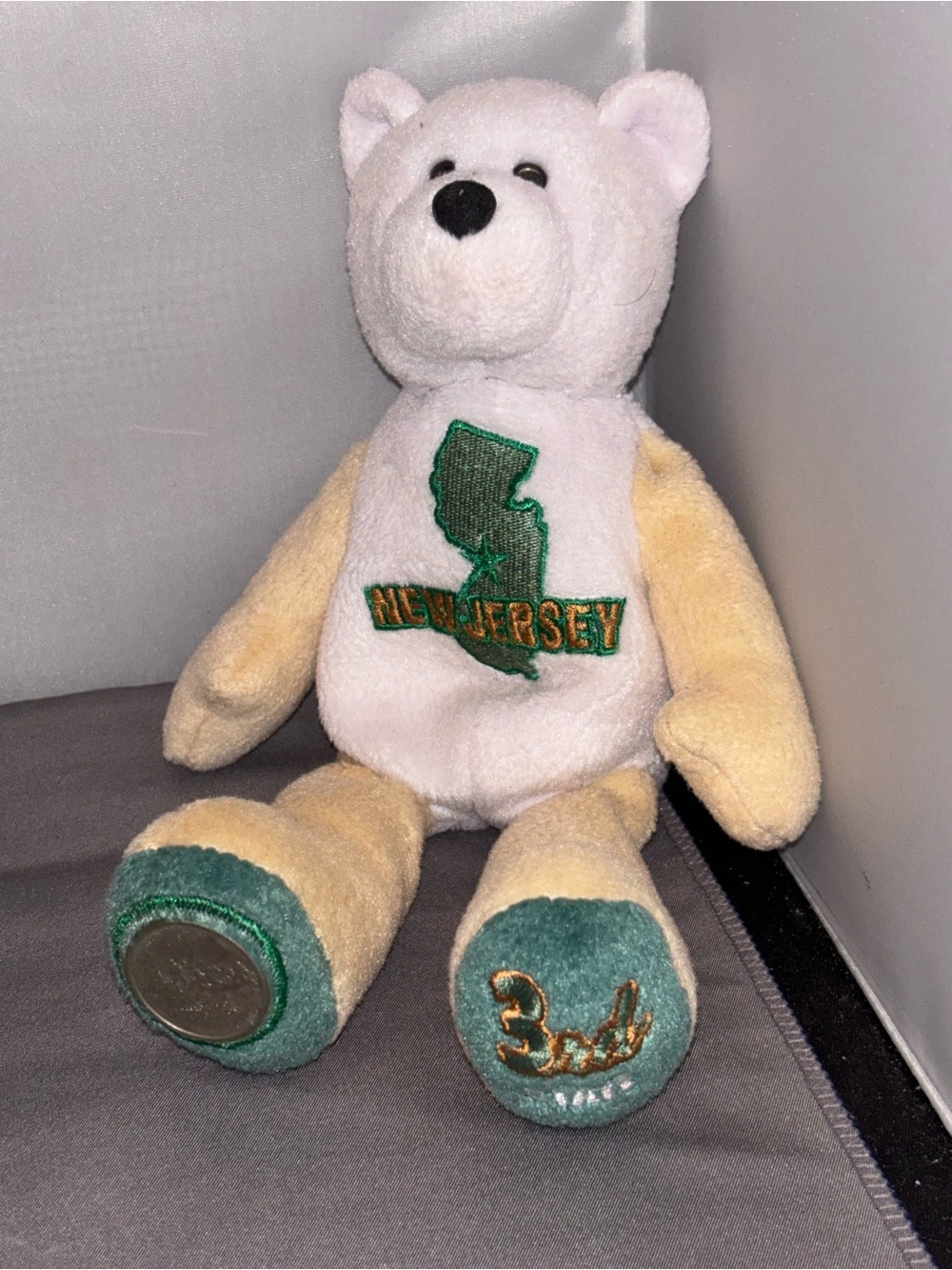 2002 Limited Treasures Plush Coin Bear New Jersey 3rd State 9"